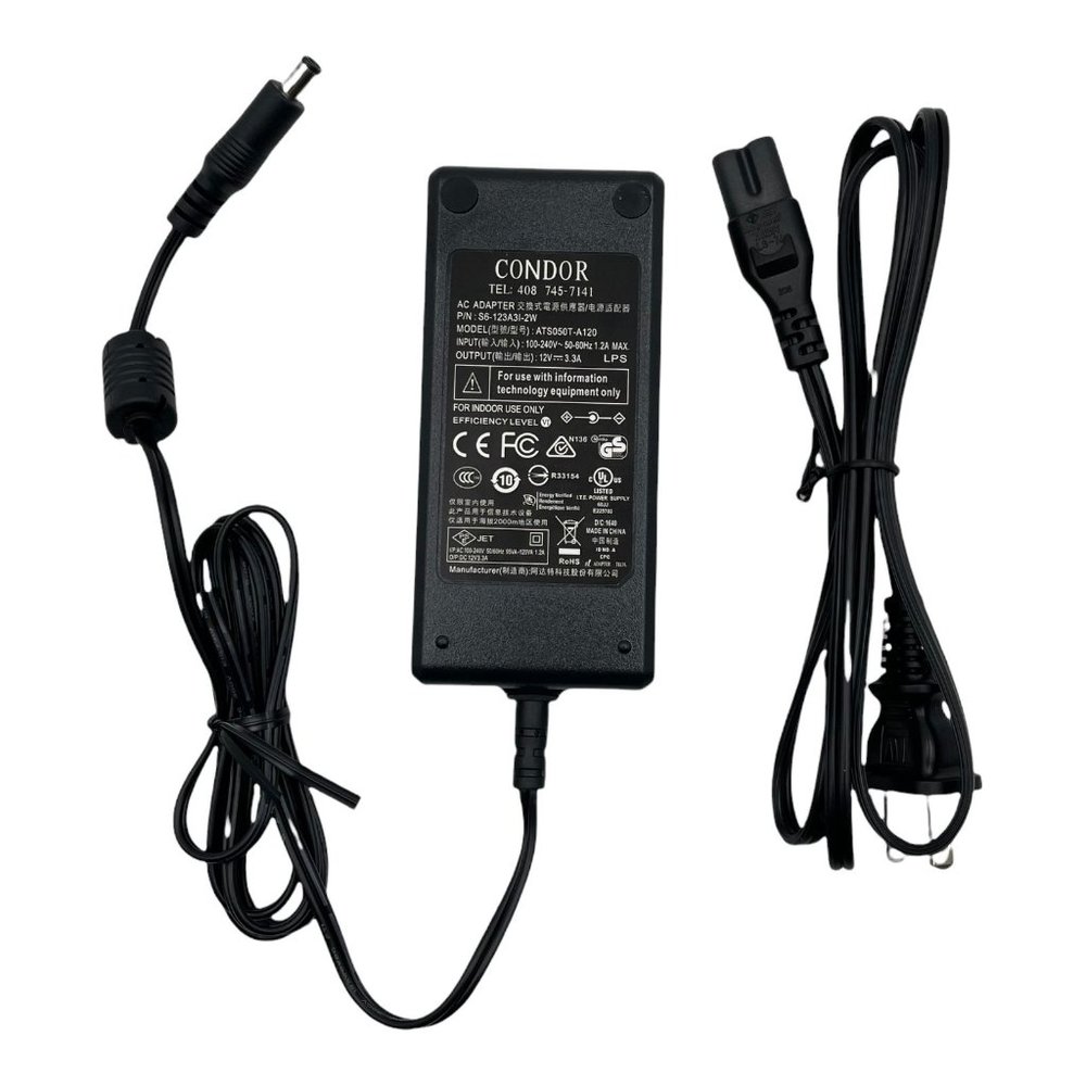 Genuine CONDOR ATS050T-A120 AC/DC Adapter Power Supply 12v 3.3A with Cord NIB
